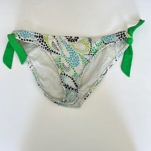 Blue & green circles side tie swim bottoms size 12